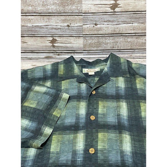 Tommy Bahama Men’s Short Sleeve Silk Button‎ Down Shirt Blue Green Size M - Picture 1 of 5